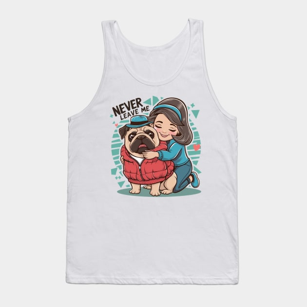 Puppy Love: A Cozy Embrace. Pug dog Lovers Tank Top by TRACHLUIM